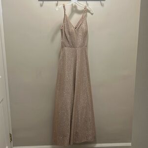 Floor length, sparkly, gold prom dress. Never worn.